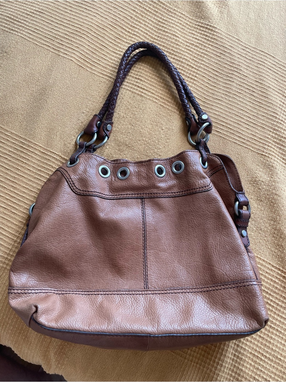 Vintage Brown Leather Fossil shoulder tote